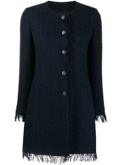 Shop Tagliatore Doris Tweed Coat In Blue