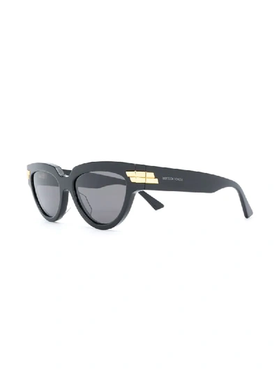 Shop Bottega Veneta Ribbon Detail Cat-eye Frame Sunglasses In Black