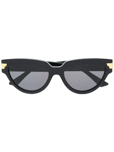 Shop Bottega Veneta Ribbon Detail Cat-eye Frame Sunglasses In Black