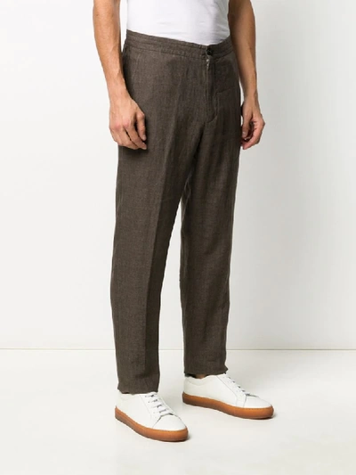 Shop Ermenegildo Zegna Straight-leg Linen Trousers In Brown