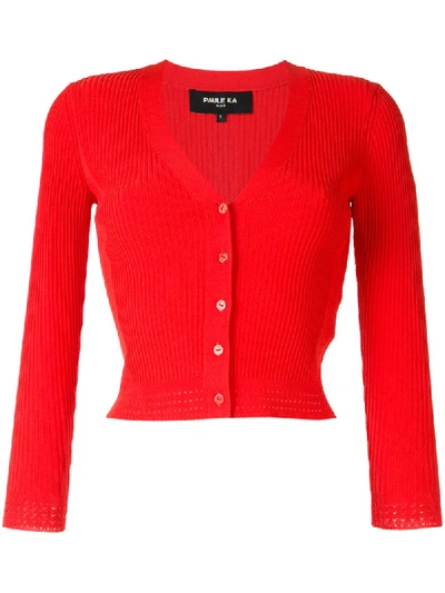 Shop Paule Ka Cardigan Mit Lochstrickmuster In Red