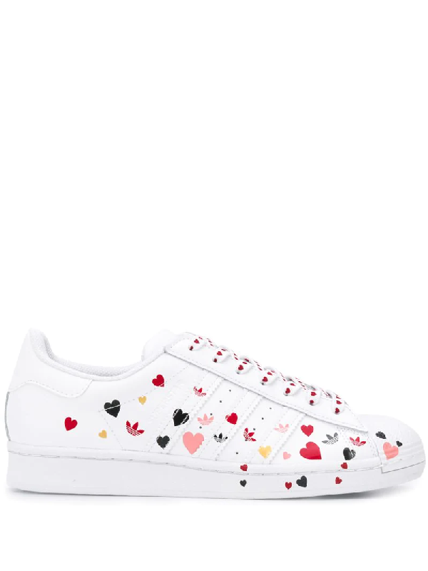 Adidas Originals Heart Print Superstar Sneaker In White | ModeSens