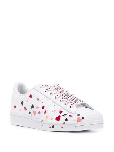 Shop Adidas Originals Superstar Heart-print Sneakers In White