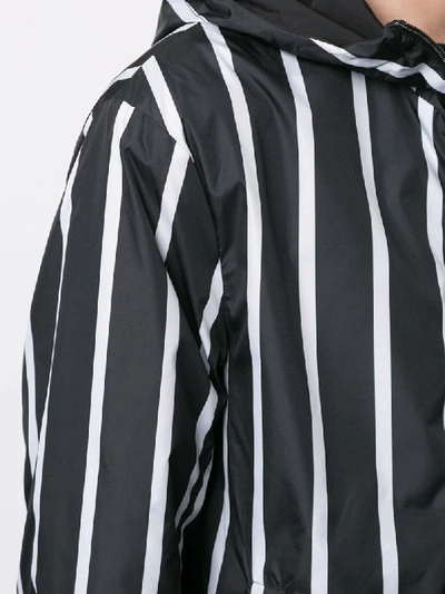 Shop Emporio Armani Striped Hooded Jacket In Black