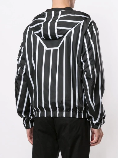 Shop Emporio Armani Striped Hooded Jacket In Black