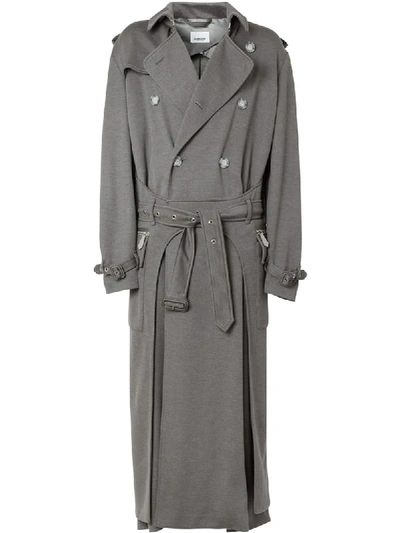 Shop Burberry Cargo Pocket Detail Trench Coat In Grey