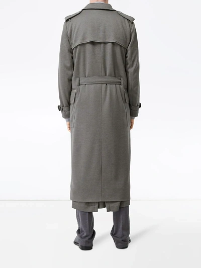 Shop Burberry Cargo Pocket Detail Trench Coat In Grey