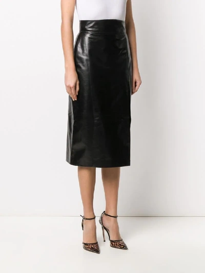 Shop Gucci Leather High-waisted Pencil Skirt In Black