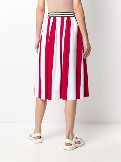 Shop Woolrich Striped Pleated Skirt In Red