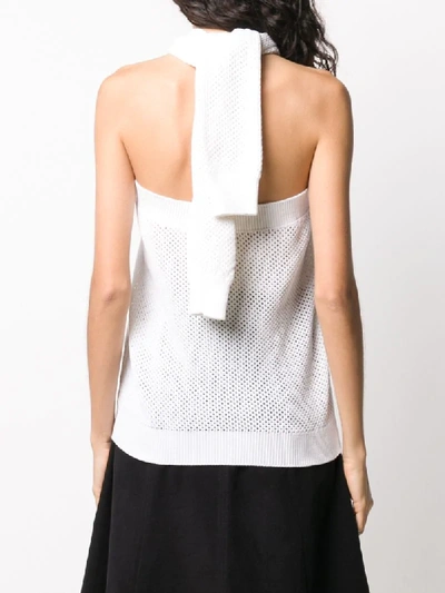 Givenchy White Open Knit Halter Top In White