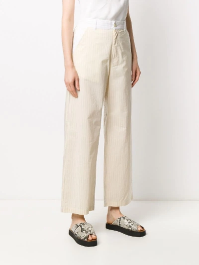 Shop Barena Venezia Pinstripe Wide-leg Trousers In Neutrals