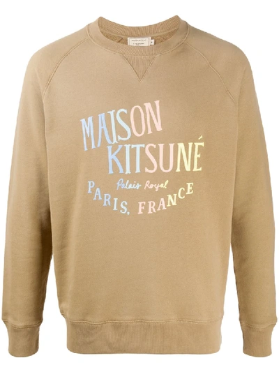 Shop Maison Kitsuné Address Print Sweatshirt In Brown