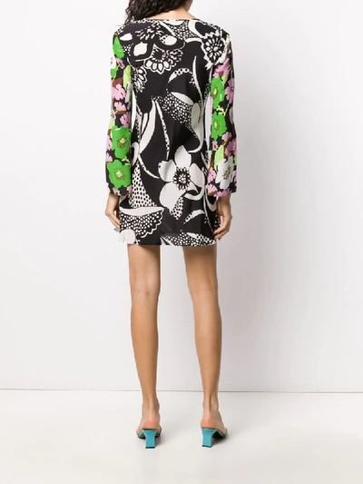 Shop Rixo London Silk Abstract Print Dress In Black