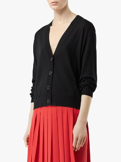 Shop Burberry Elbow-patch Cardigan In Black