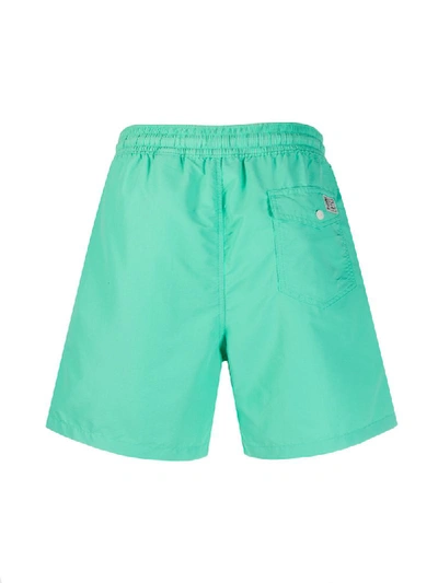 Shop Polo Ralph Lauren Embroidered Logo Swimming Shorts In Green