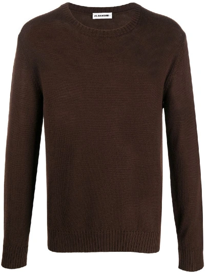 Shop Jil Sander Crew-neck Sweater In Brown