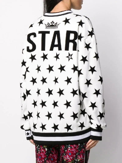 Shop Dolce & Gabbana Gg Queen Star Print Sweatshirt In White