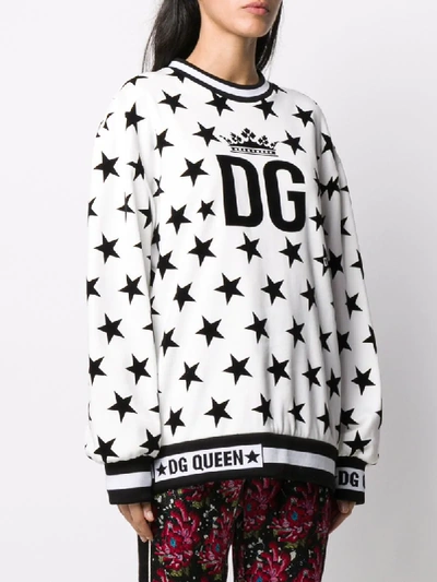 Shop Dolce & Gabbana Gg Queen Star Print Sweatshirt In White