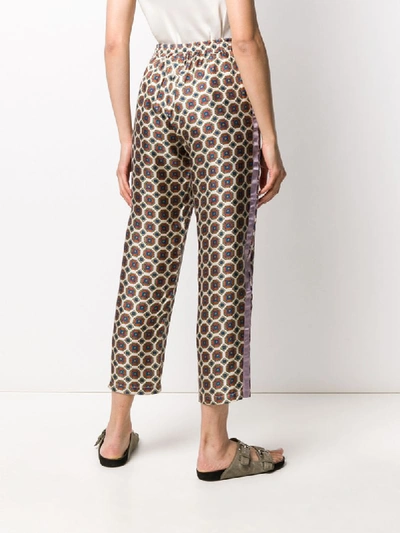 Shop Pierre-louis Mascia Geometric-print Silk Trousers In Neutrals