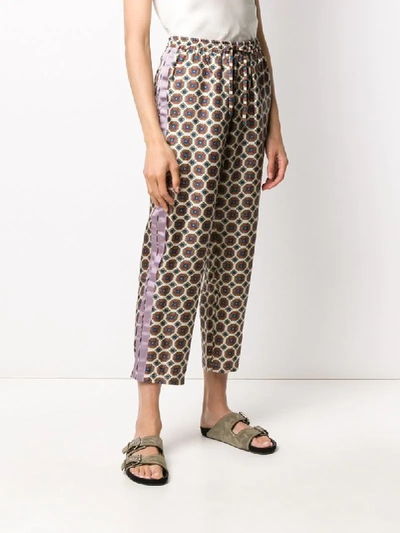 Shop Pierre-louis Mascia Geometric-print Silk Trousers In Neutrals