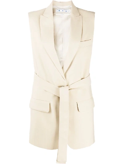 Shop Off-white Sleeveless Single-breasted Blazer In Neutrals
