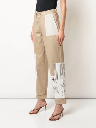Shop Monse Patchwork Cropped Trousers In Neutrals