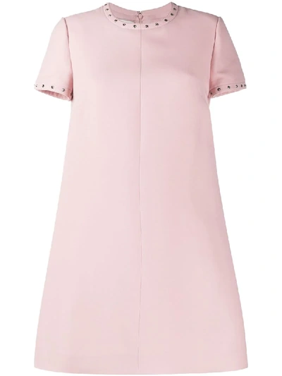 Valentino Embellished Trim Flared Dress In Pink