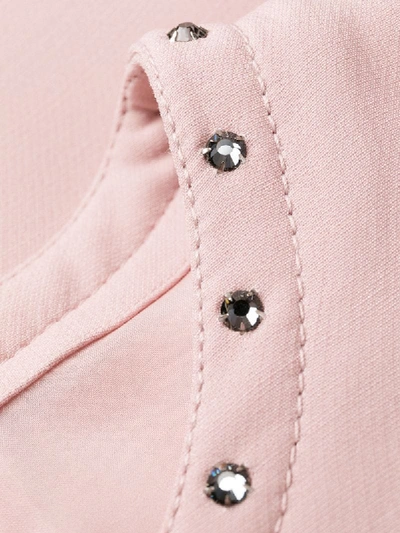 Valentino Embellished Trim Flared Dress In Pink