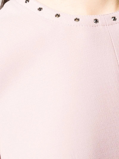 Valentino Embellished Trim Flared Dress In Pink