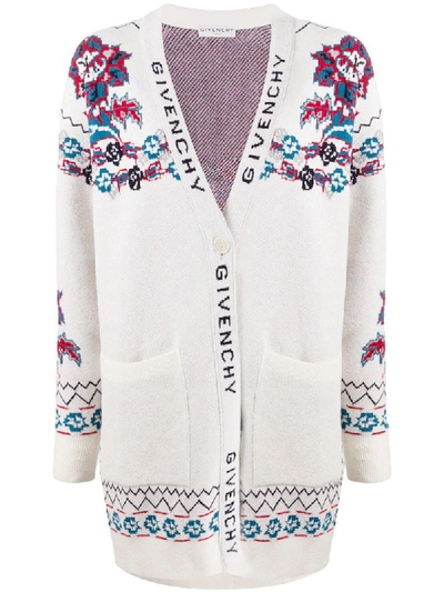 Shop Givenchy Floral Jacquard Cardigan In White