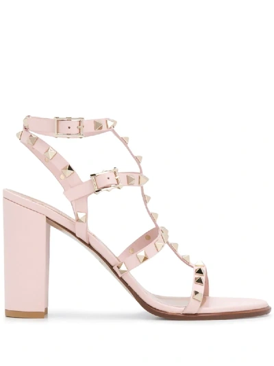 Shop Valentino Rockstud 100mm Sandals In Pink