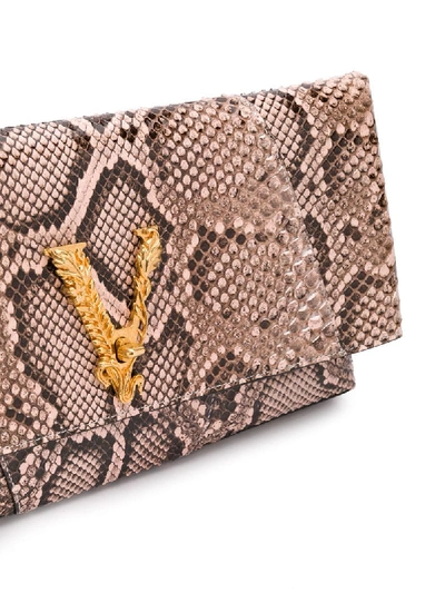 Shop Versace Virtus Clutch In Neutrals