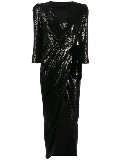 Shop Alchemy Sequin Embroidered Side Slit Dress In Black