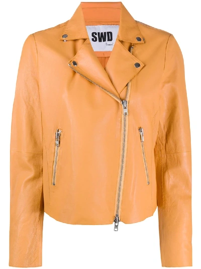 Shop Sword 6.6.44 Boxy Biker Jacket In Orange