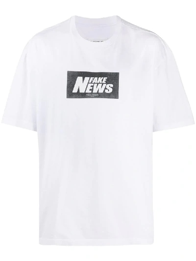 Shop Maison Margiela Fake News T-shirt In White