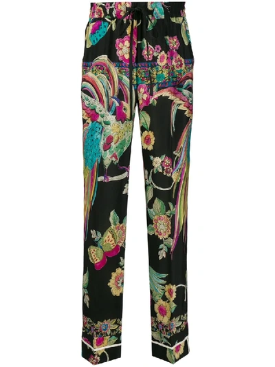 Shop Red Valentino Floral Print Trousers In Black