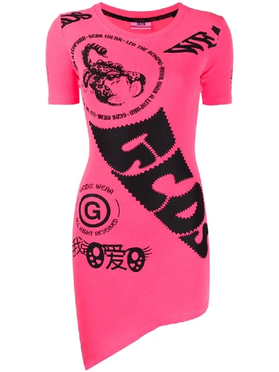 Shop Gcds Logo Print T-shirt Dress In Pink