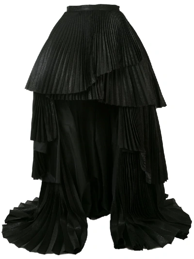 Shop Isabel Sanchis Pleated Asymmetric Skirt In Black