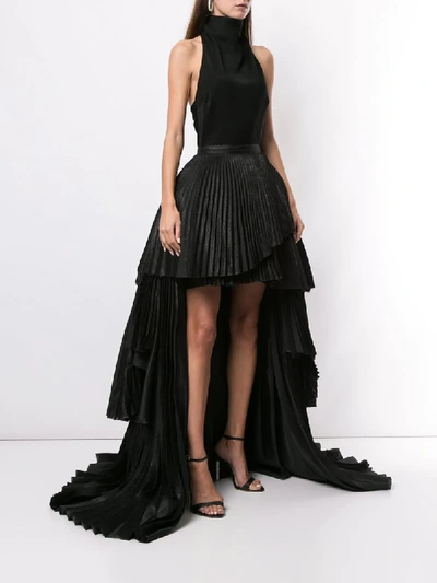 Shop Isabel Sanchis Pleated Asymmetric Skirt In Black