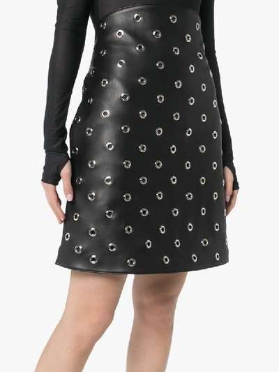 Shop We11 Done Eyelet-embellished Faux Leather Mini Skirt In Black