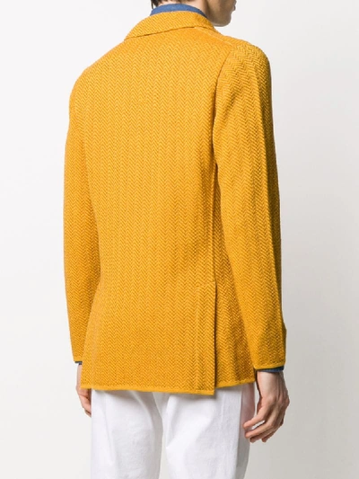 Shop Lardini Chevron Knit Blazer In Yellow