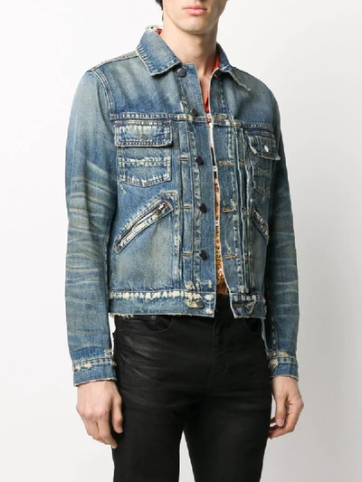 Shop Amiri Slim-fit Denim Jacket In Blue