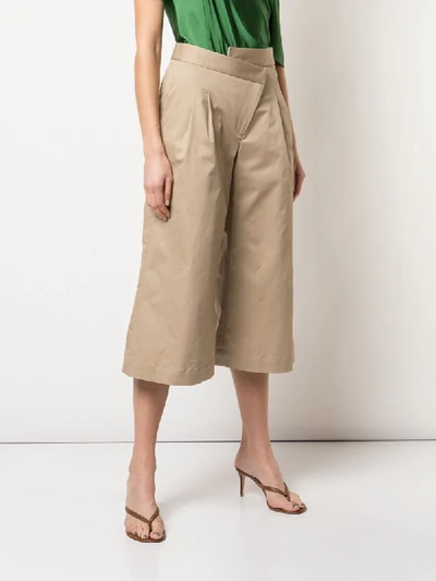 Shop Monse Cropped Pleated Wide-leg Trousers In Brown