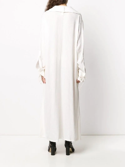 Shop Ann Demeulemeester Striped Hooded Shirt Dress In White