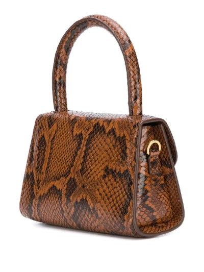 Shop By Far Mina Snakeskin Effect Mini Bag In Brown