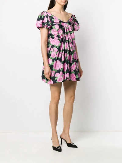 Shop Giuseppe Di Morabito Flared Rose-print Dress In Black