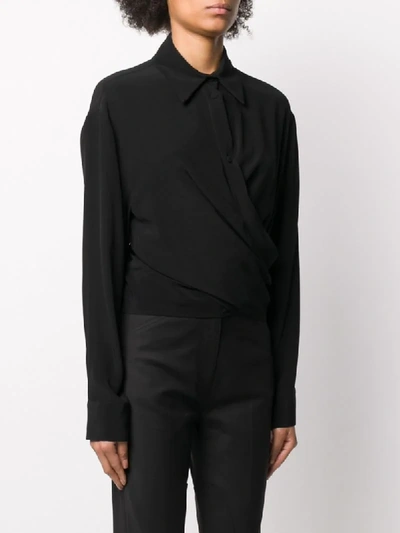 Shop Ssheena Wrap Long Sleeve Shirt In Black