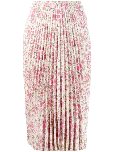 Shop A.f.vandevorst Floral Pleated Skirt In Neutrals