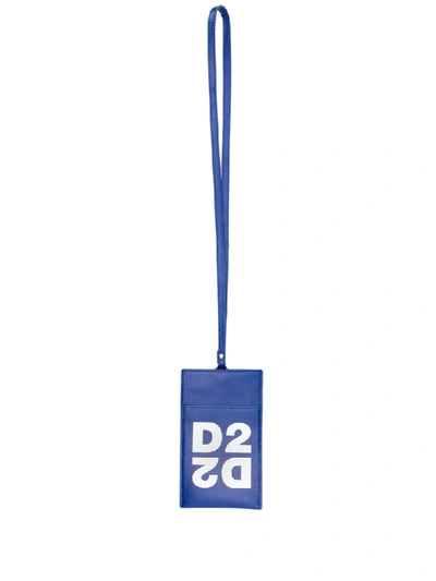 Shop Dsquared2 Logo Cardholder Lanyard In Blue