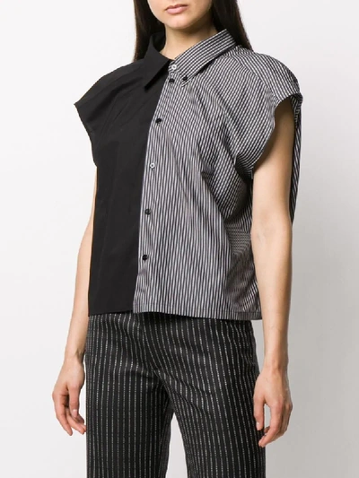 Shop Mm6 Maison Margiela Contrast Panel Button Down Shirt In Black